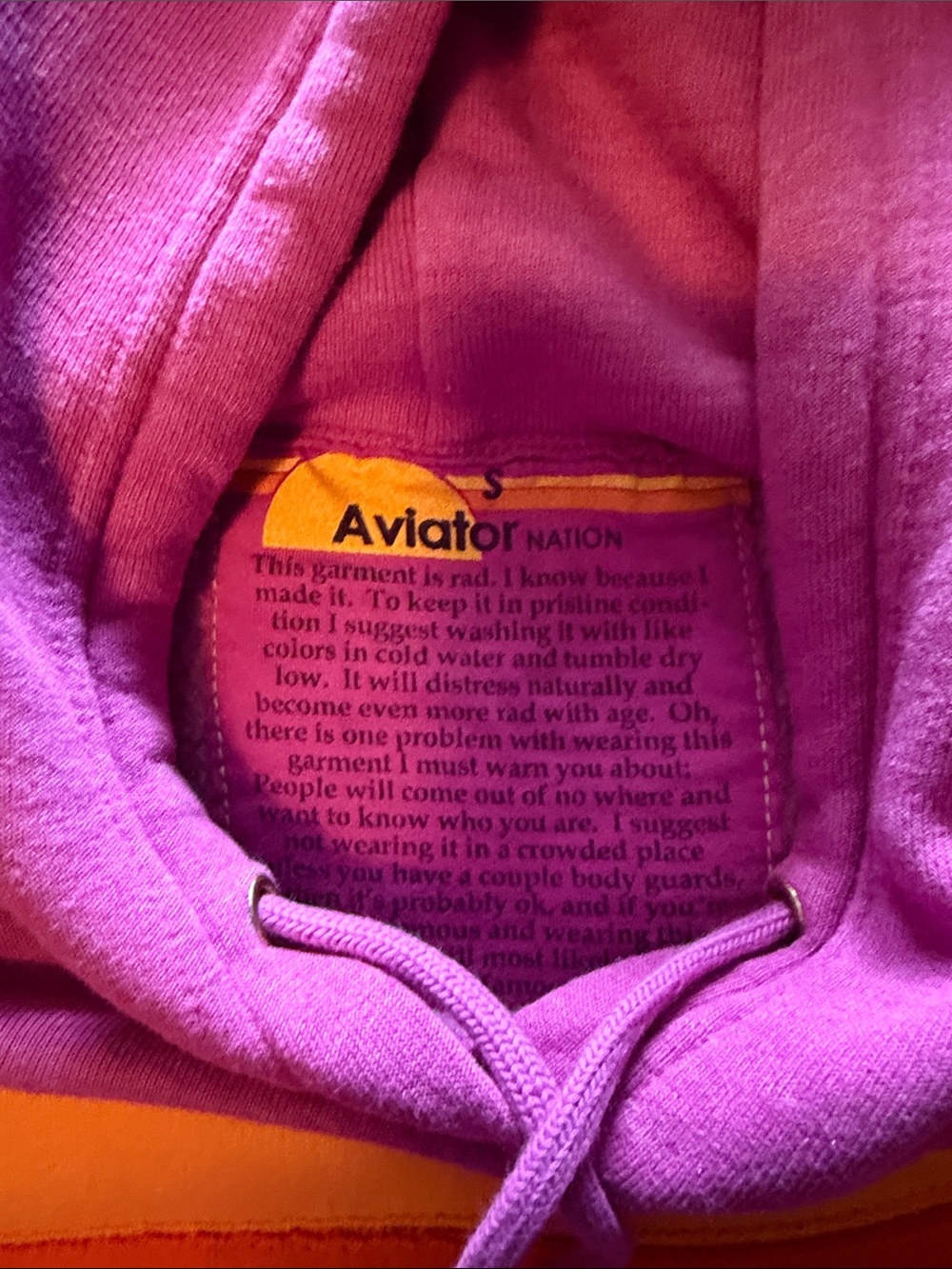 Women’s  Pink Hoodie Sweater with Sunset Stripe Detail - Picture 3 of 6
